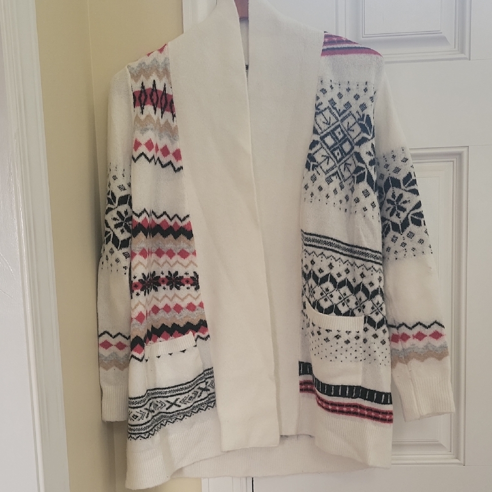 LOFT Women's ski Patterned Cardigan Sweater size XS